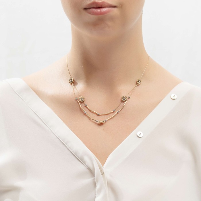 Δίχρωμο χρυσό κολιέ 14Κ