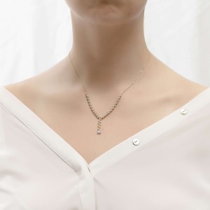 14K two-tone gold necklace with zircon stones