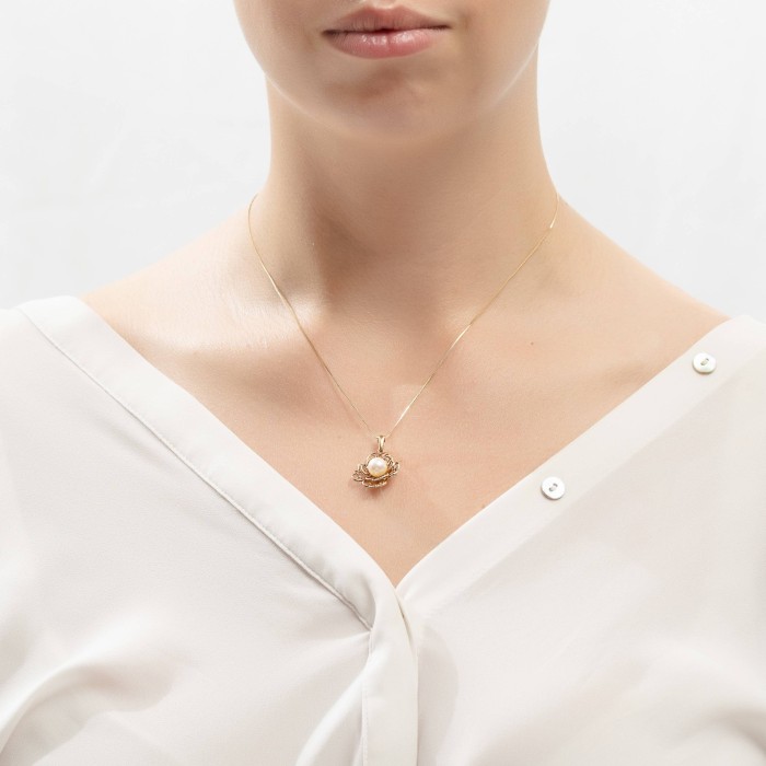 14K gold necklace with pearl