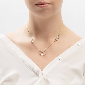 14K two-tone gold necklace with pearl