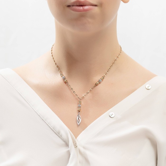 Δίχρωμο γυναικείο κολιέ 14Κ