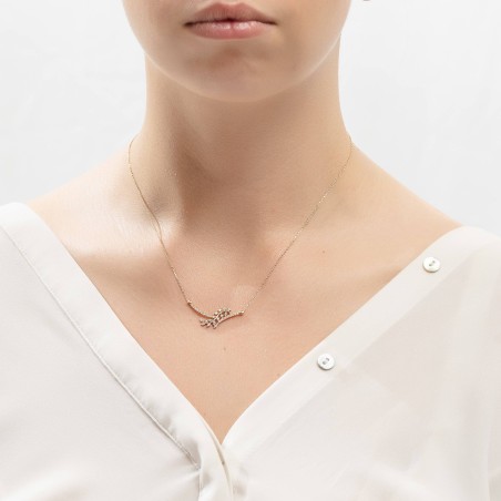 14K yellow gold necklace with zircon stones