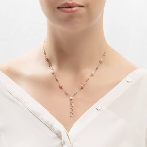 Δίχρωμο γυναικείο κολιέ 14Κ με μαργαριτάρι