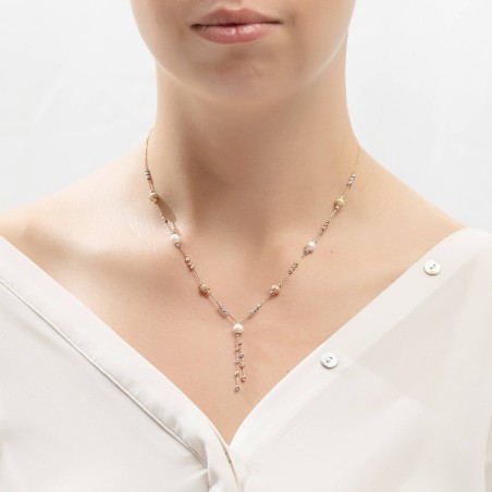 14K two-tone gold necklace with pearl