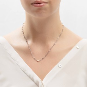 14K white gold necklace with pearl and zircon stones