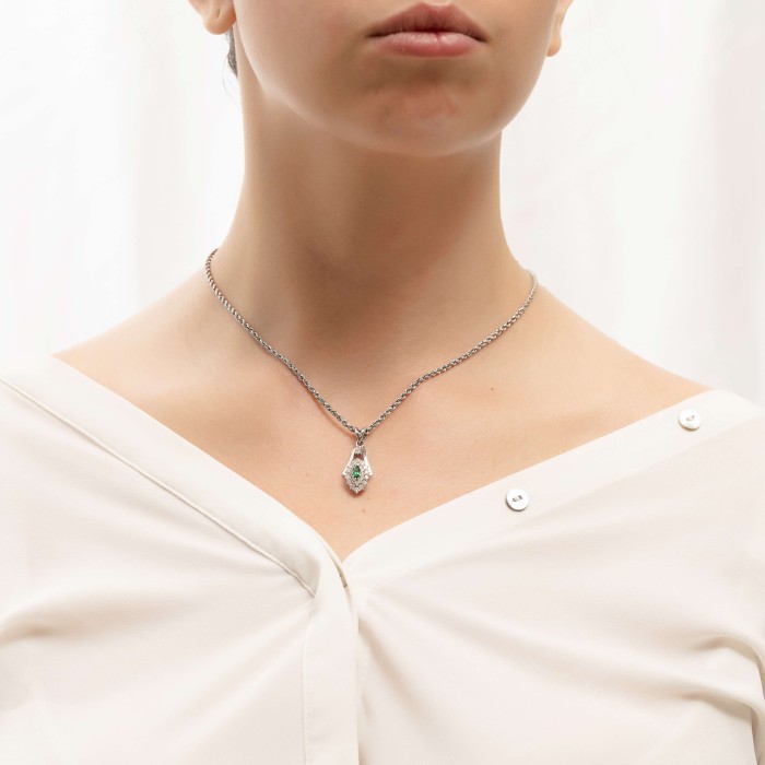 14K white gold necklace with zircon stones