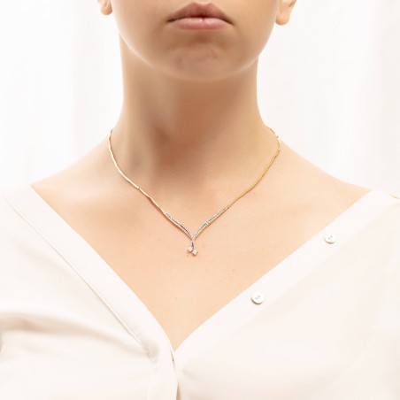 14K gold necklace with zircon stones