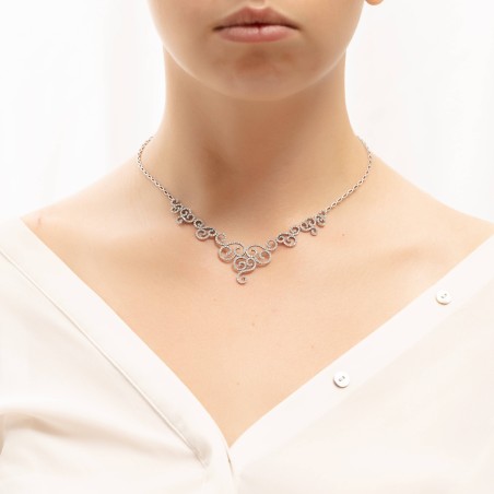 14K white gold necklace with zircon stones