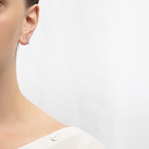 14K white gold earring with zircon stones