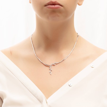 14K white gold necklace with zircon stones