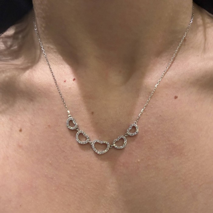 14K white gold necklace with zircon stones