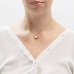 Χρυσό γυναικείο κολιέ 14Κ με μαργαριτάρι