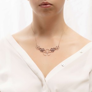 Ροζ χρυσό γυναικείο κολιέ 14 καρατίων με ζιργκόν