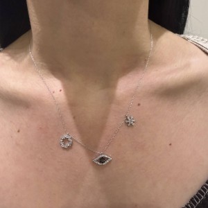 14K white gold necklace with zircon stones