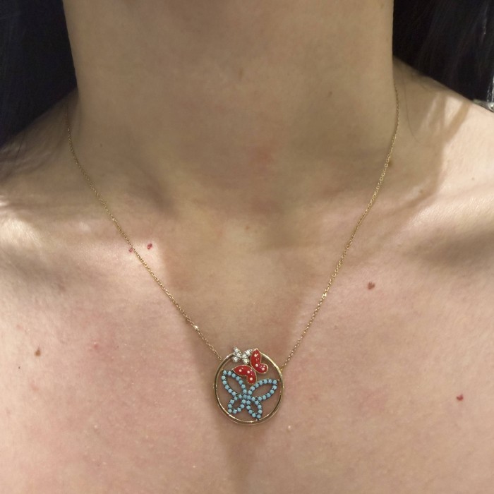 14K gold women’s necklace with zircon stones