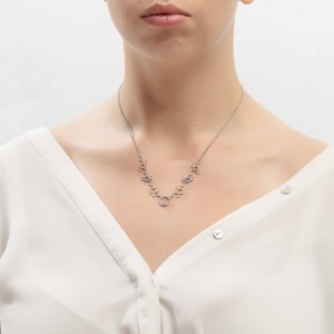 14K two-tone gold necklace with zircon stones