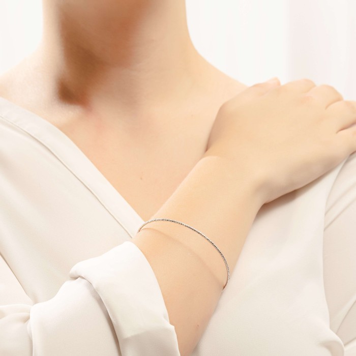 Λευκόχρυσο βραχιόλι χειροπέδα 14Κ