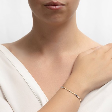 14K gold flexible bracelet with zircon stones