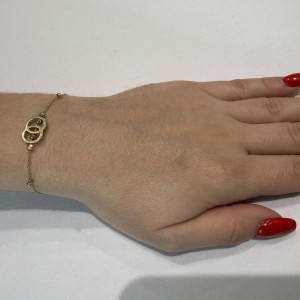 14K gold chain bracelet with zircon stones