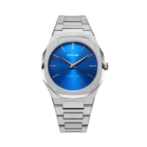 D1 Milano ultrathin watch with blue dial and silver stainless steel bracelet