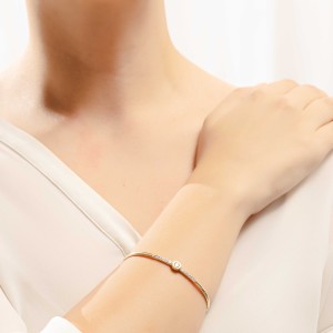 Χρυσό σπαστό βραχιόλι 14Κ με ζιργκόν