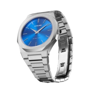 D1 Milano ultrathin watch with blue dial and silver stainless steel bracelet