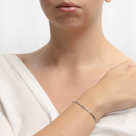 Λευκόχρυσο γυναικείο βραχιόλι 14Κ με ζιργκόν