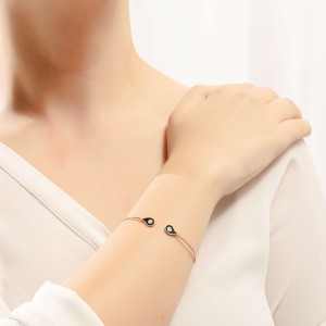 Ροζ χρυσό βραχιόλι χειροπέδα 14Κ