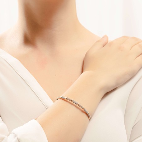 14K rose gold hinged bracelet with zircon