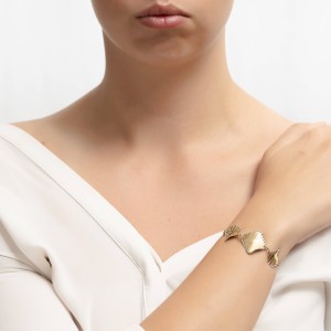 Δίχρωμο χρυσό γυναικείο αλυσιδωτό βραχιόλι 14Κ