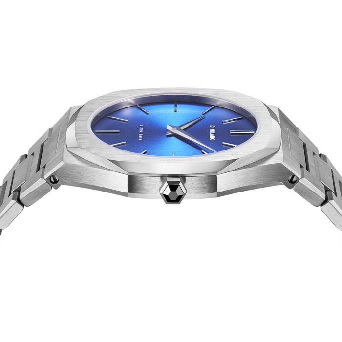 D1 Milano ultrathin watch with blue dial and silver stainless steel bracelet