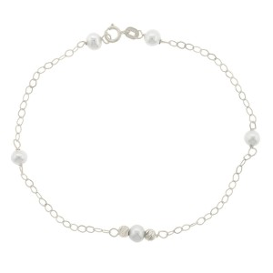 14K white gold bracelet with pearl