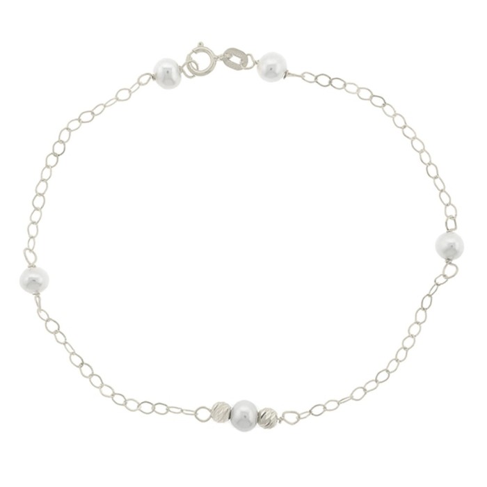 14K white gold bracelet with pearl
