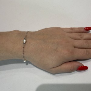 14K white gold bracelet with pearl