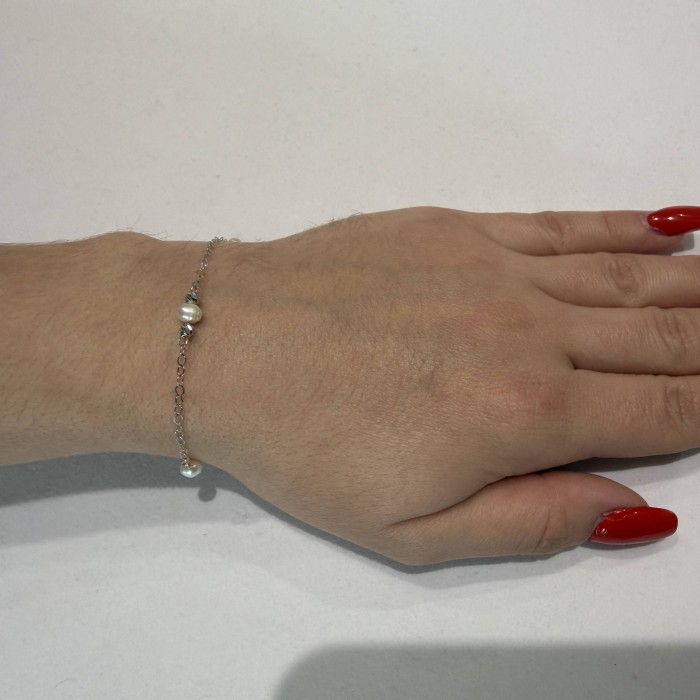 14K white gold bracelet with pearl
