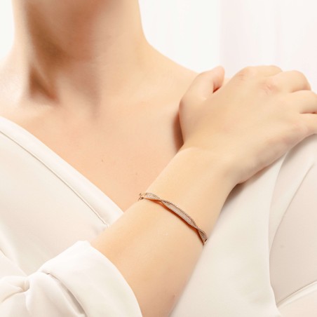 14K rose gold hinged bracelet with zircon