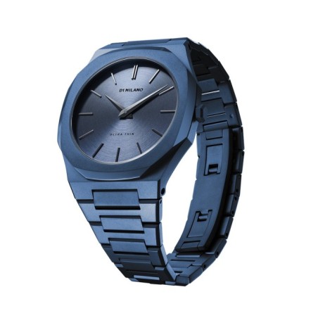 D1 Milano ultrathin watch with blue dial and blue stainless steel bracelet