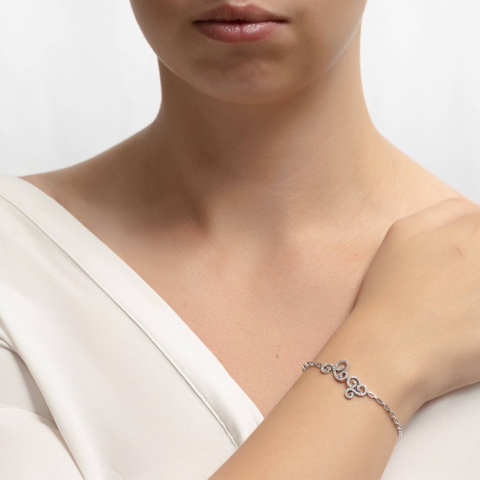14K white gold bracelet with zircon stones