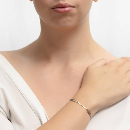 14K two-tone gold bracelet with zircon stones