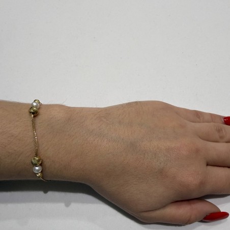 Χρυσό βραχιόλι 14Κ με μαργαριτάρια