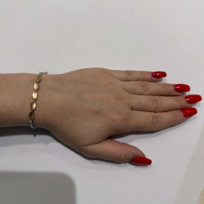 14K two-tone gold bracelet with zircon stones