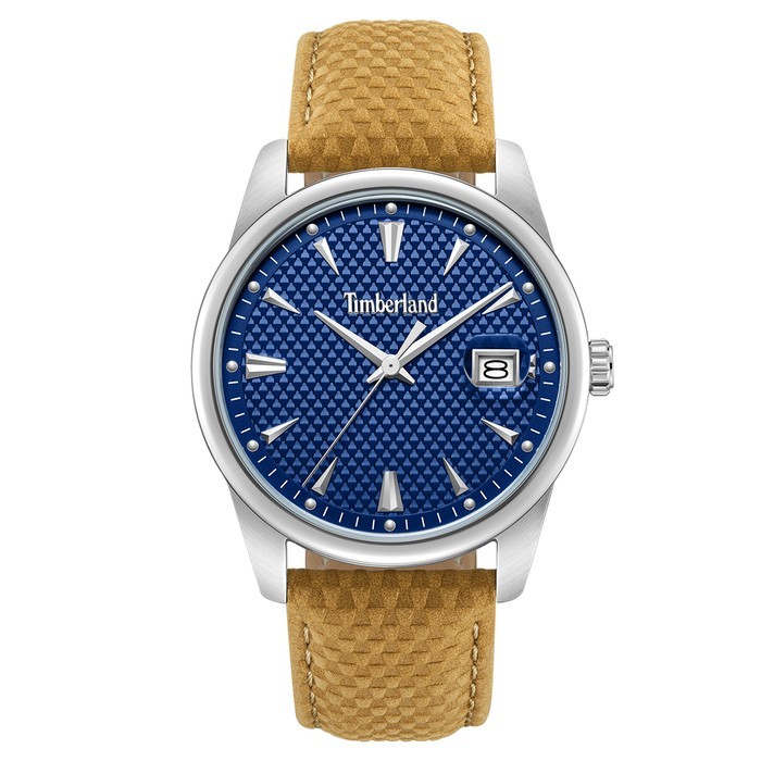 Ρολόι Timberland με μπλε καντράν και καφέ δερμάτινο λουρί