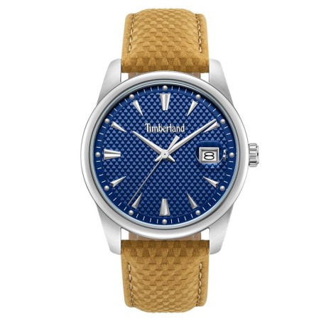 Ρολόι Timberland με μπλε καντράν και καφέ δερμάτινο λουρί