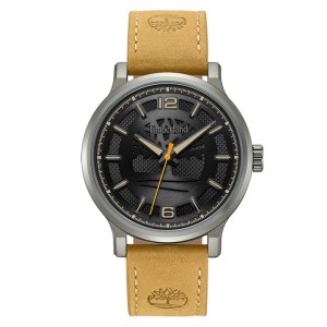 Ρολόι Timberland με μαύρο καντράν και μπεζ δερμάτινο λουρί