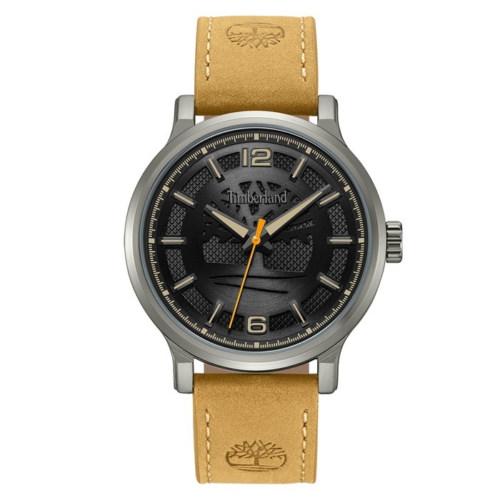Ρολόι Timberland με μαύρο καντράν και μπεζ δερμάτινο λουρί