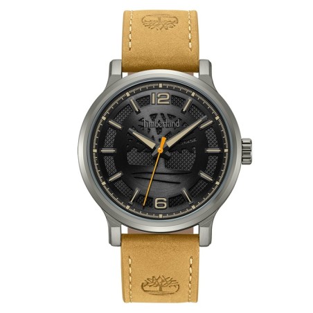 Ρολόι Timberland με μαύρο καντράν και μπεζ δερμάτινο λουρί