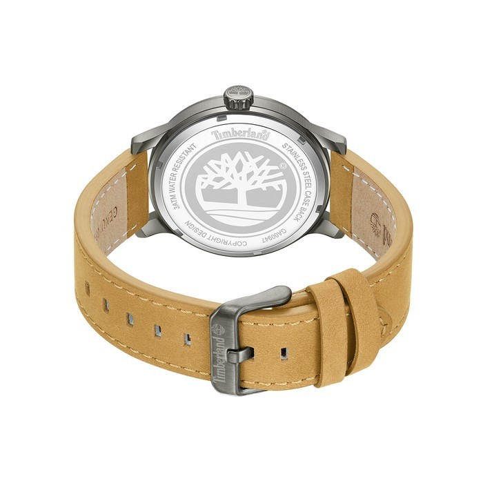 Ρολόι Timberland με μαύρο καντράν και μπεζ δερμάτινο λουρί