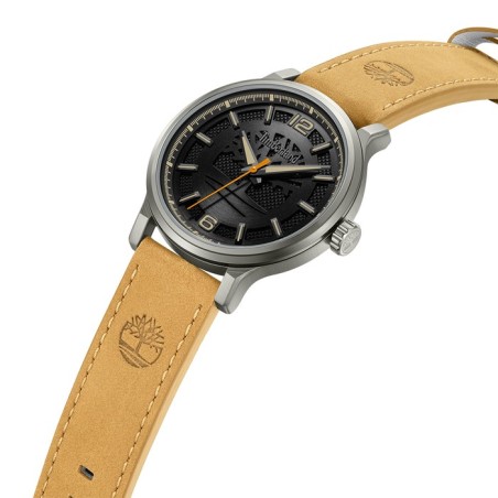 Ρολόι Timberland με μαύρο καντράν και μπεζ δερμάτινο λουρί