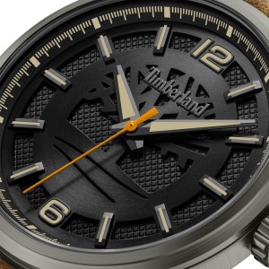 Ρολόι Timberland με μαύρο καντράν και μπεζ δερμάτινο λουρί