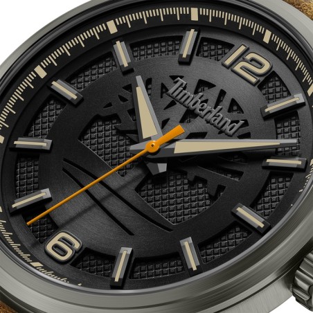 Ρολόι Timberland με μαύρο καντράν και μπεζ δερμάτινο λουρί